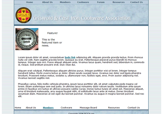 Griswold & Cast Iron Cookware Assn.—Concept Two Griswold & Cast Iron Cookware Assn.—Concept Two